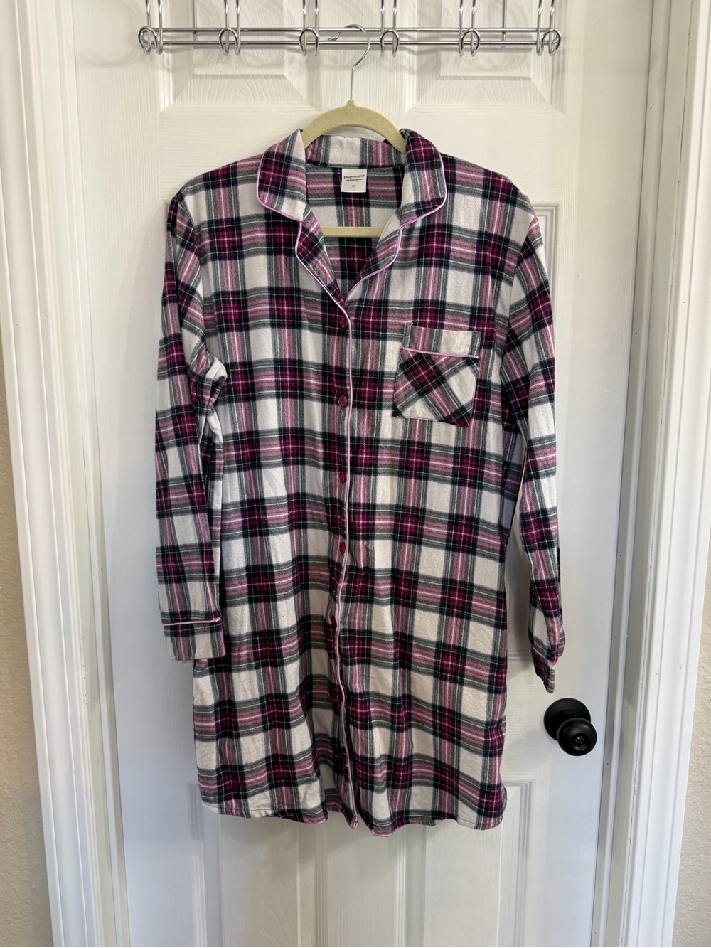 Women’s plaid button up night shirt
